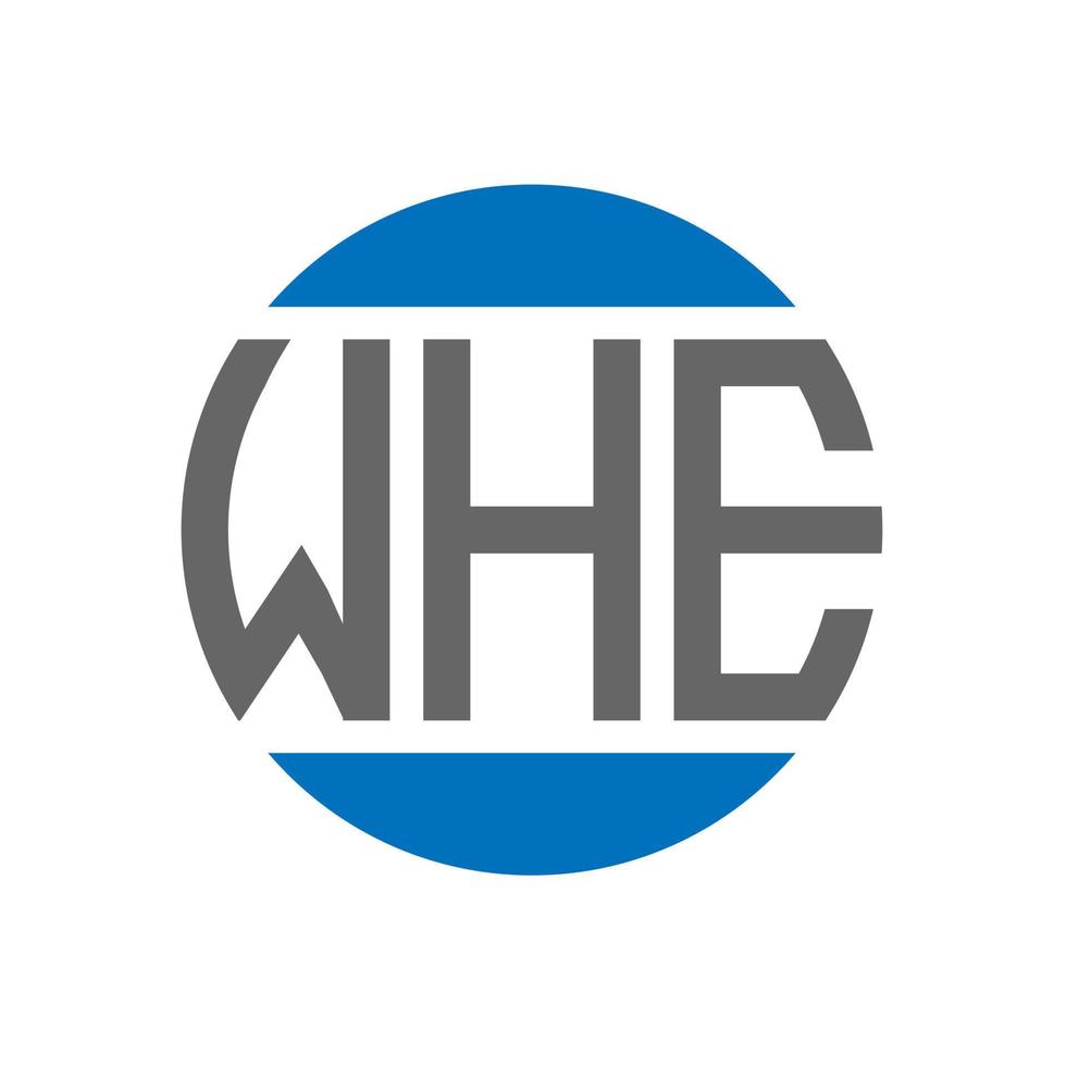 Wh-Brief-Logo-Design auf weißem Hintergrund. whe kreative initialen kreisen das logo-konzept ein. whe Briefgestaltung. vektor