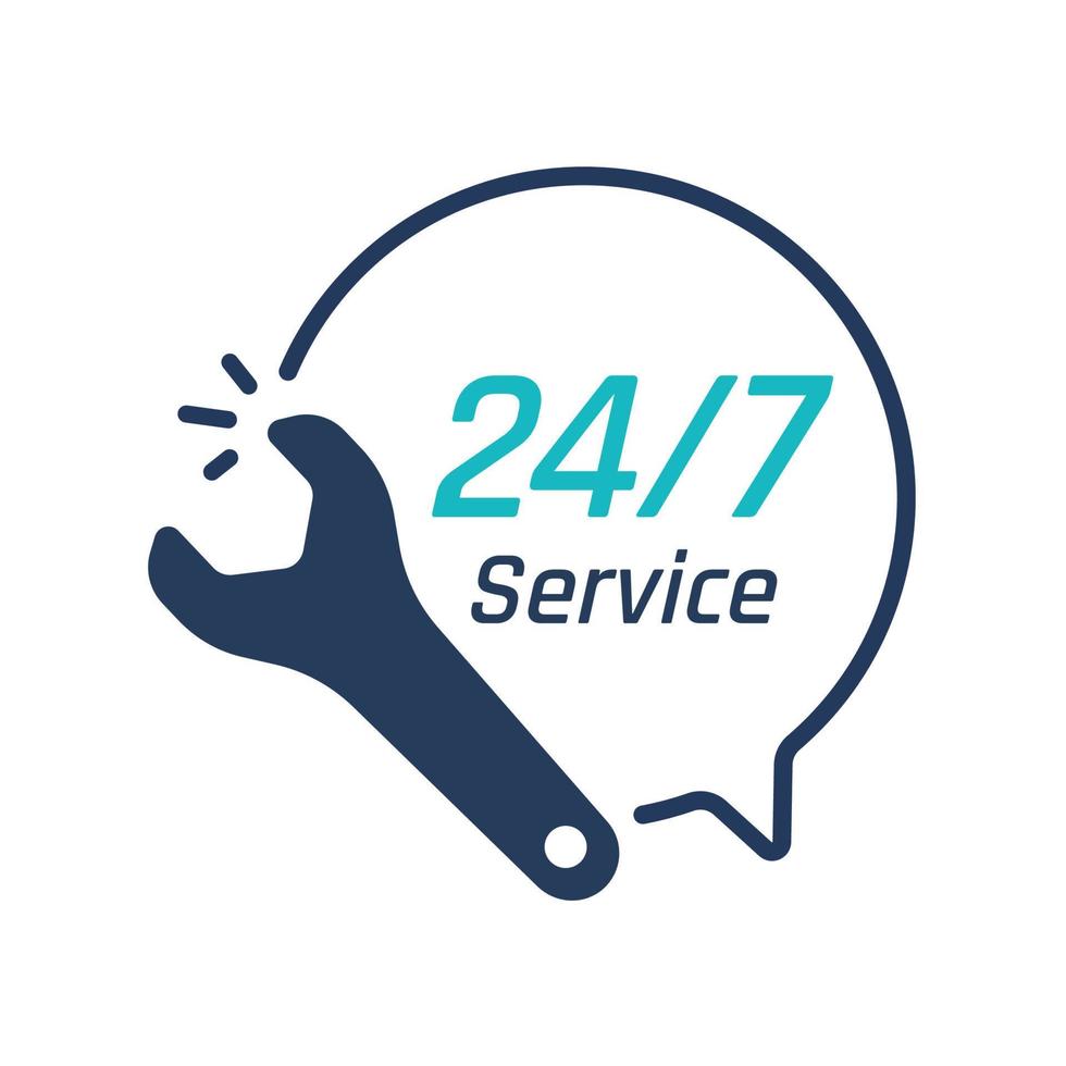 Schraubendreher-Symbol, 24-Stunden-Service. Reparaturservice und Beratungsprobleme für Kunden. vektor