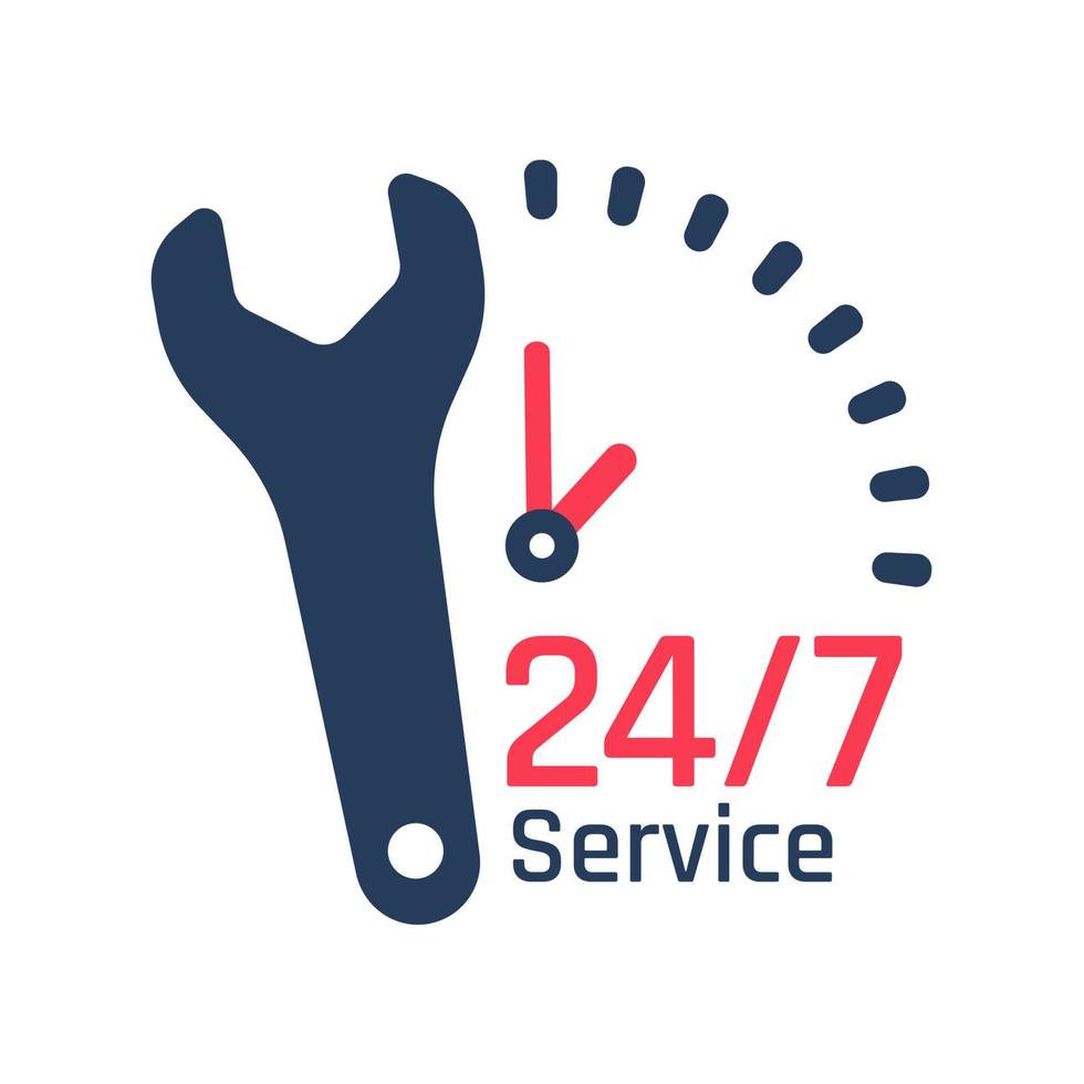 Schraubendreher-Symbol, 24-Stunden-Service. Reparaturservice und Beratungsprobleme für Kunden. vektor