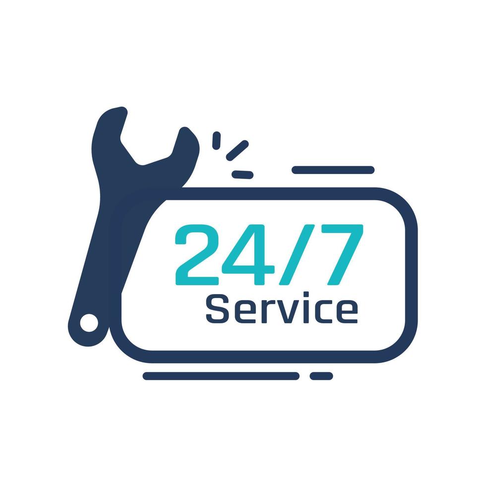 Schraubendreher-Symbol, 24-Stunden-Service. Reparaturservice und Beratungsprobleme für Kunden. vektor