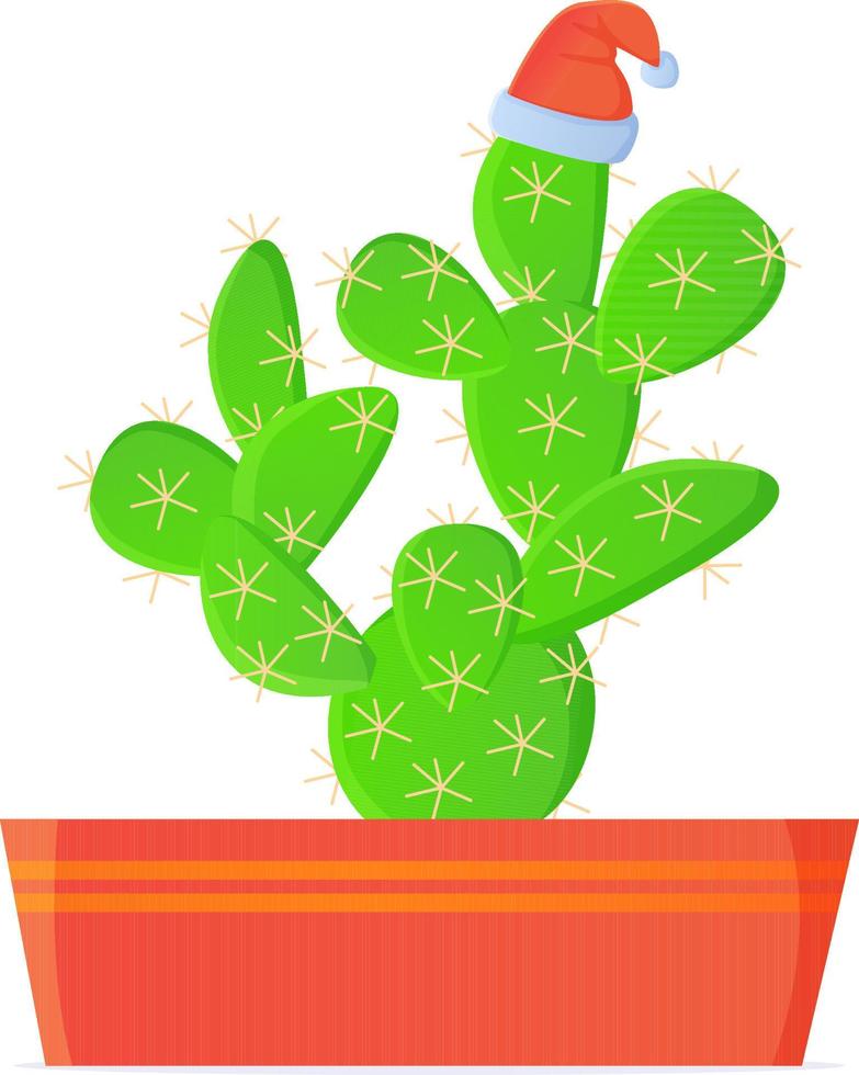 tecknad serie kaktus i jul santa hatt vektor