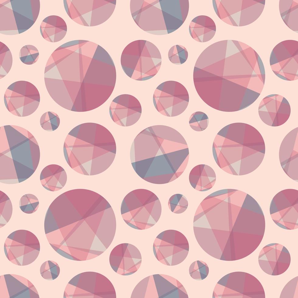 abstraktes nahtloses geometrisches Muster. Hintergrund oder Packpapier mit runden, glänzenden Diamanten unterschiedlicher Größe. Kreise aus rosa Edelsteinen. vektor