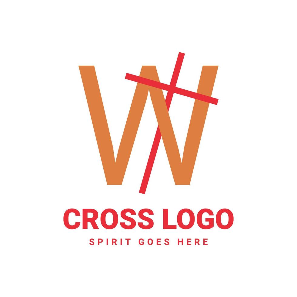 brev w första korsa vektor logotyp design