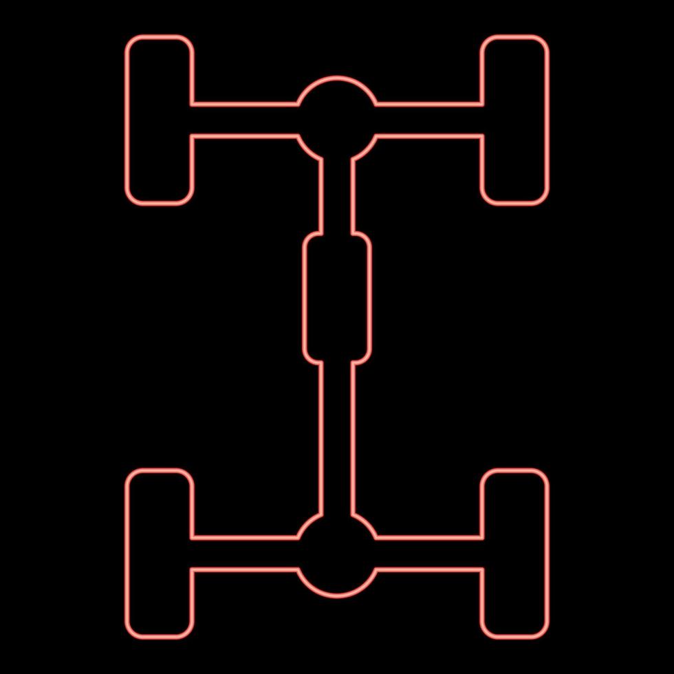 Neon-Fahrgestell-Chassis-Wagen für Auto-Fahrzeugrahmen rote Farbvektor-Illustrationsbild-Flachart vektor