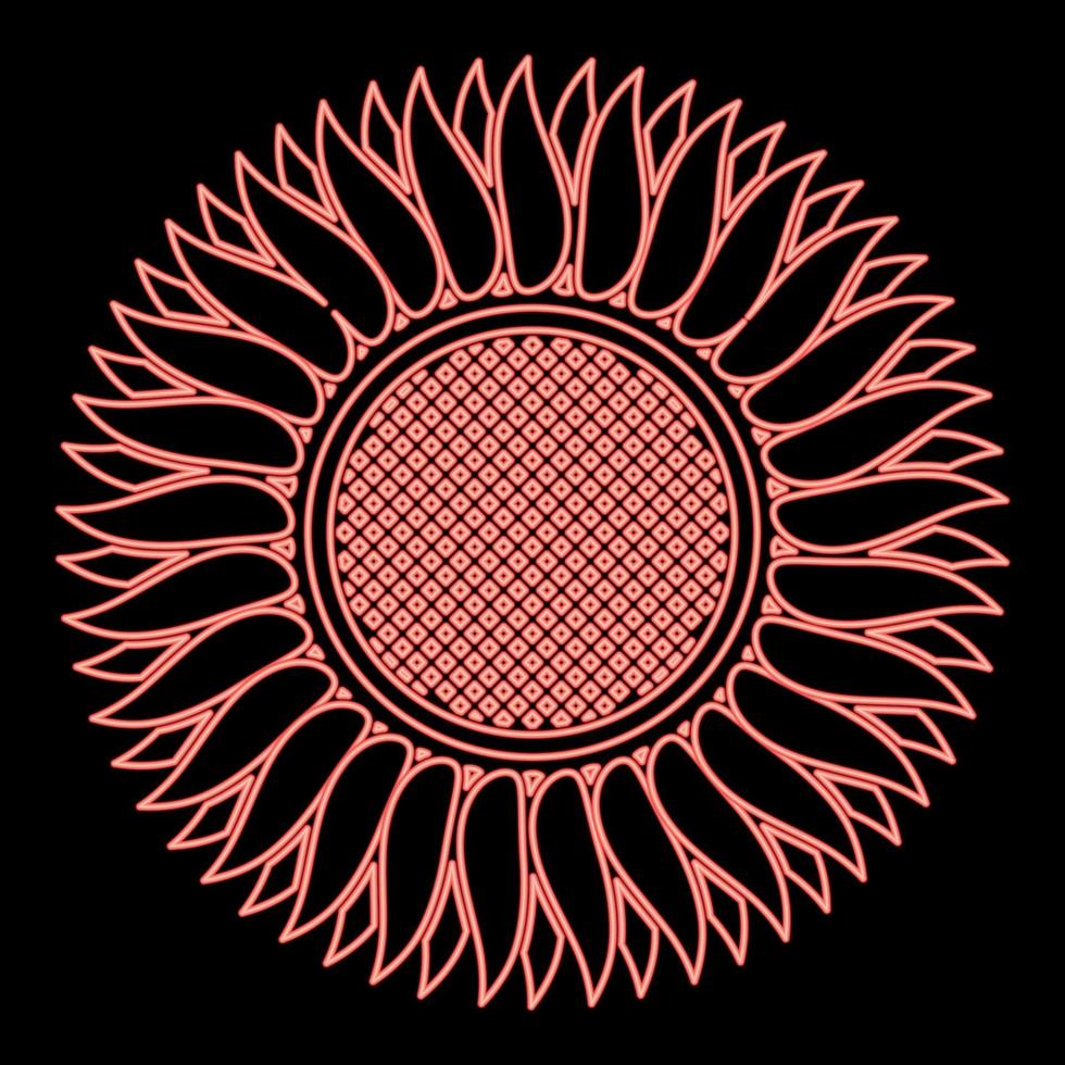neon solros röd Färg vektor illustration bild platt stil