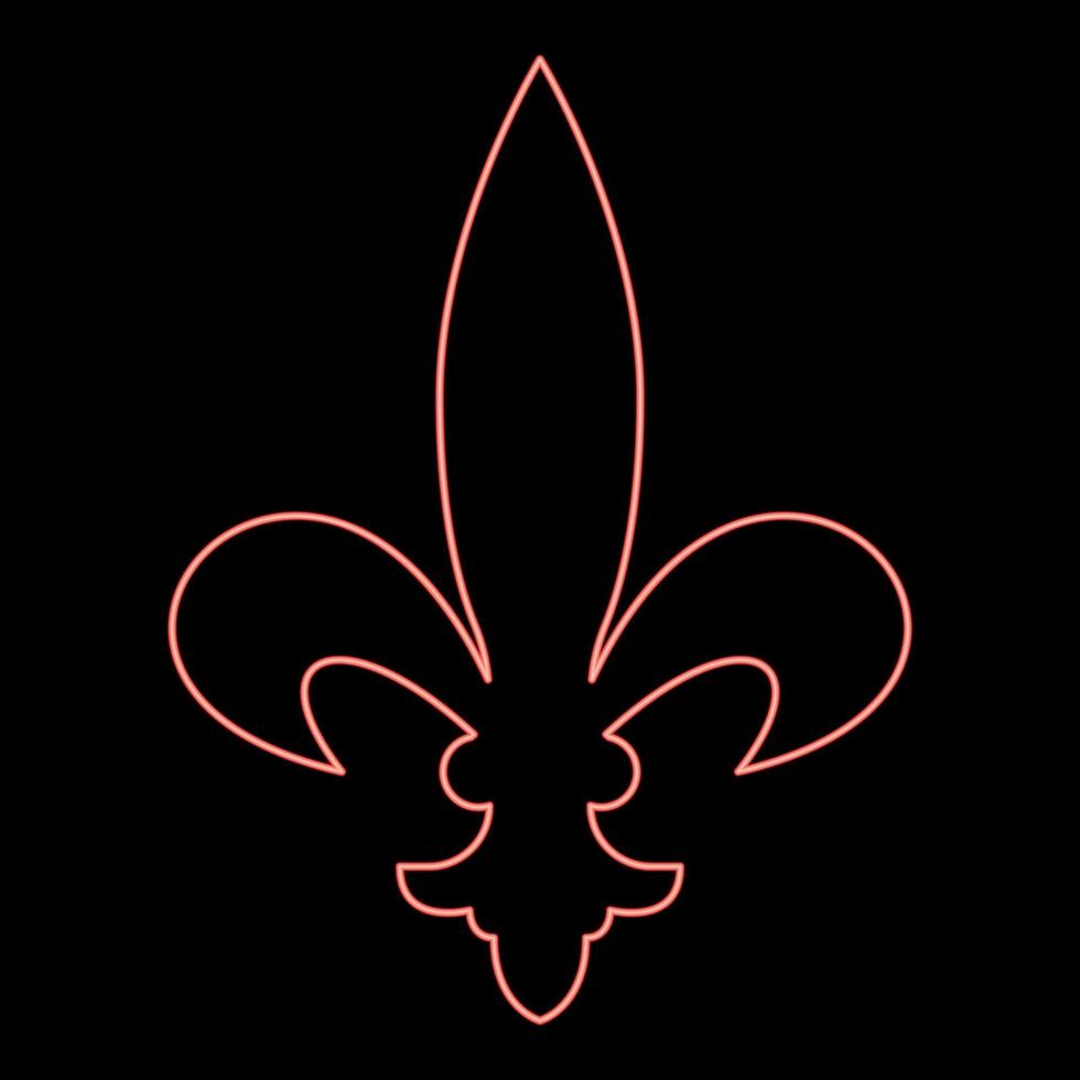 neon heraldisk symbol heraldik liliya symbol IRIS kunglig franska heraldik stil röd Färg vektor illustration bild platt stil