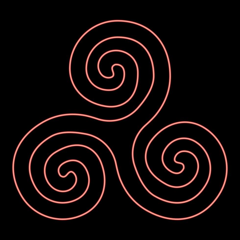 neon triskelion eller triskele symbol tecken röd Färg vektor illustration bild platt stil
