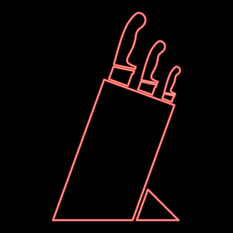 neon kniv uppsättning kniv hållare knivar uppsättning hållare för knivar röd Färg vektor illustration bild platt stil