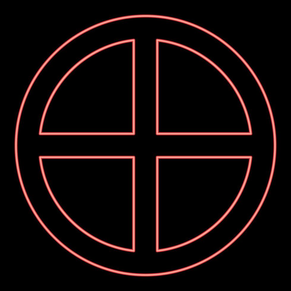 neon korsa runda cirkel på bröd begrepp delar kropp christ oändlighet tecken i religiös röd Färg vektor illustration bild platt stil