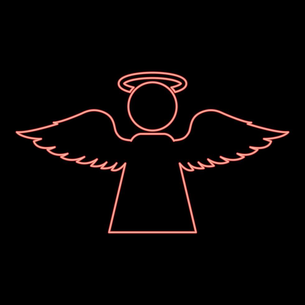 Neon-Engel mit Fliegenflügel rote Farbe Vektor Illustration Bild flachen Stil