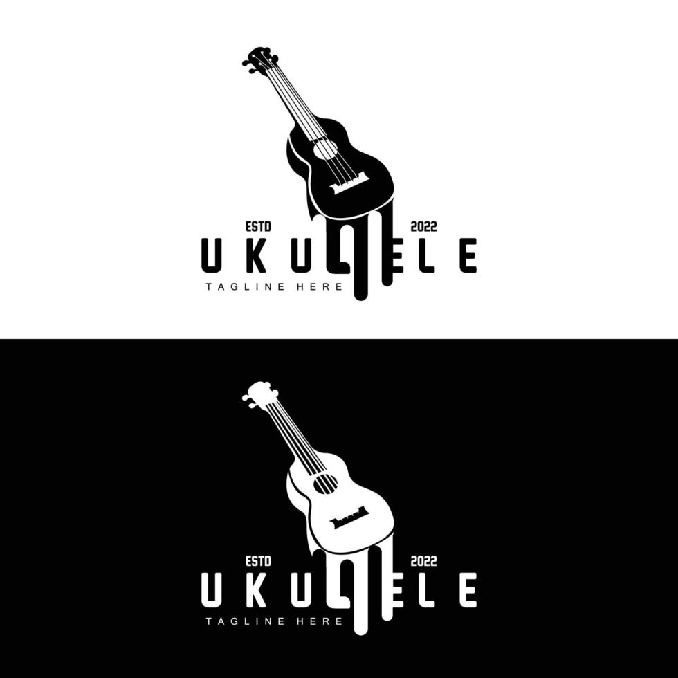 minimalistisk ukulele musik logotyp design, ukulele gitarr vektor. ukelele logotyp design vektor