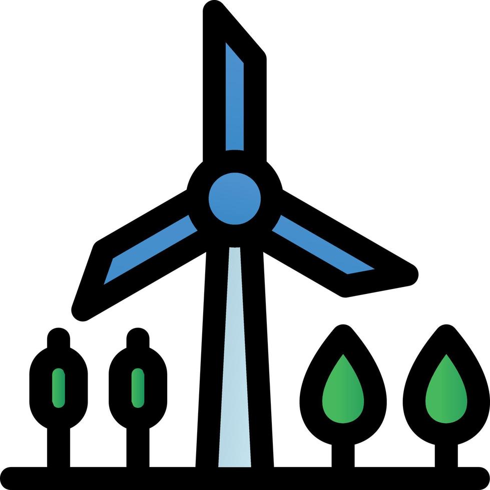 Glyphen-Symbol für die Windmühlenlandschaft vektor
