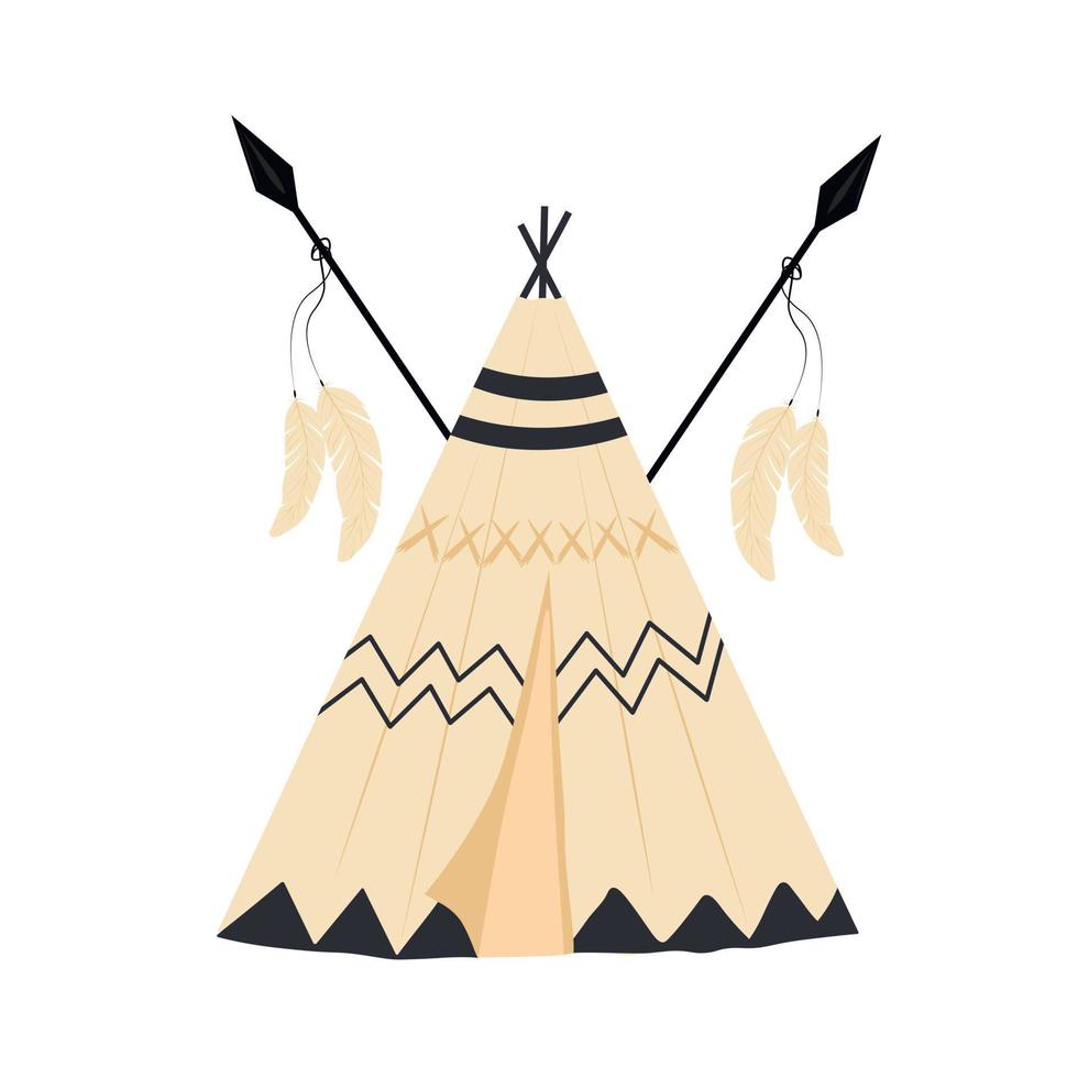 tipi, tentor wigwam inföding amerikan bostad. Yaranga, kamrat vektor stock illustration. isolerat på vit bakgrund. vild väster.