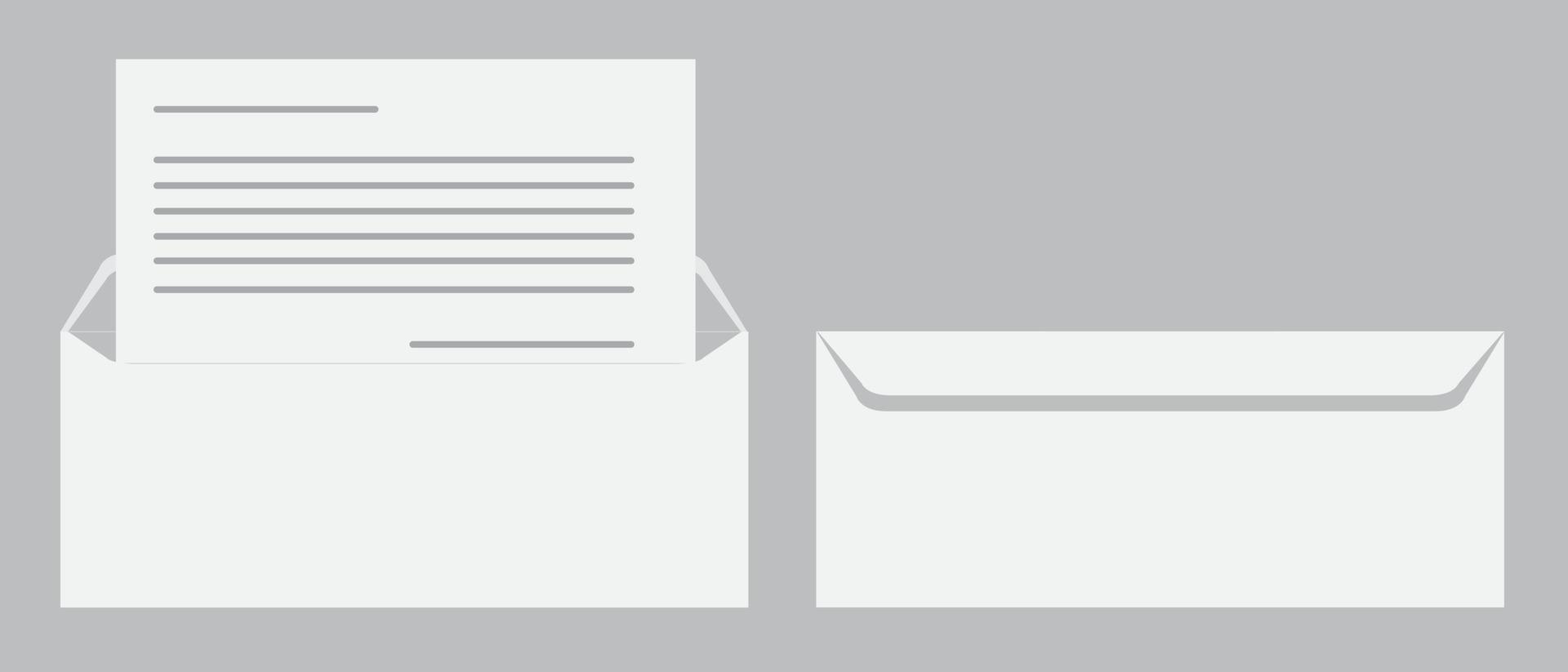 geöffneter und geschlossener Umschlag mit Notizpapierkarte. Mail-Symbol. Vektor-Illustration vektor