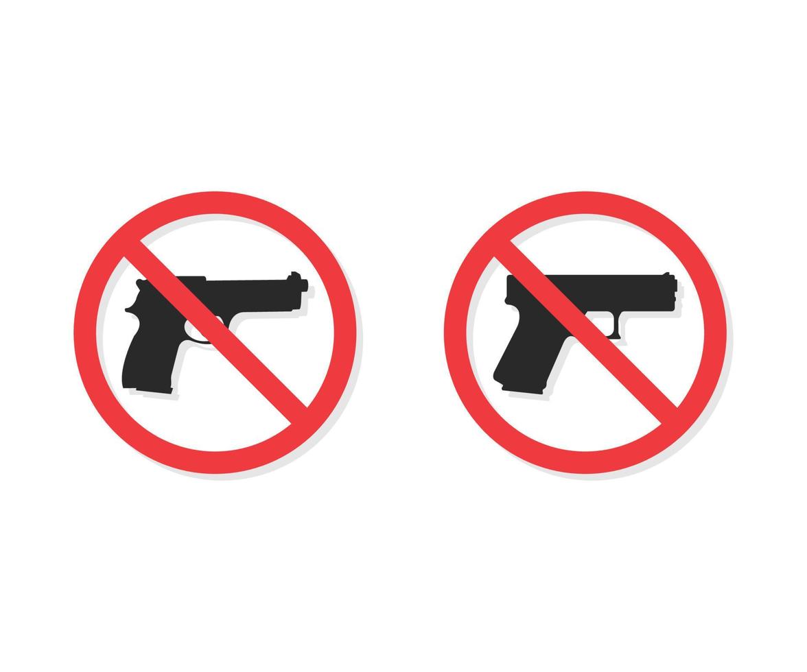 Nej vapen tecken. Nej guns ikon. Nej pistol tecken. förbjuder tecken för pistol vektor