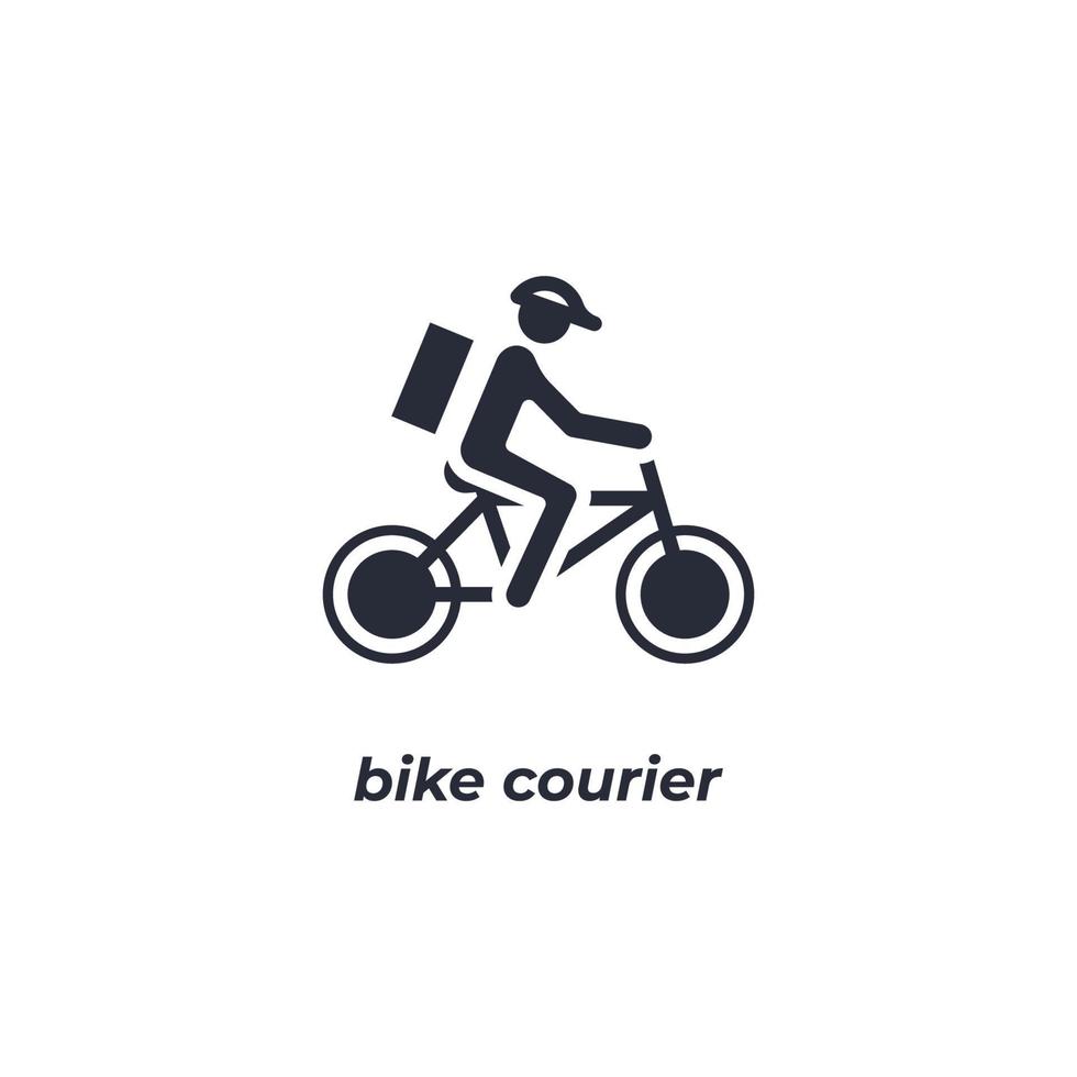 Vektorzeichen Fahrradkuriersymbol ist auf einem weißen Hintergrund isoliert. Symbolfarbe editierbar. vektor