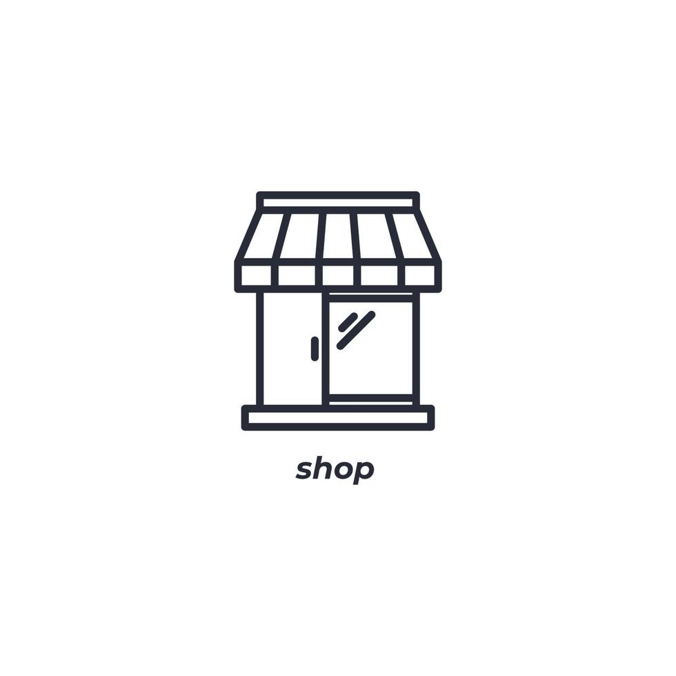 Vektor-Zeichen Shop-Symbol ist auf einem weißen Hintergrund isoliert. Symbolfarbe editierbar. vektor