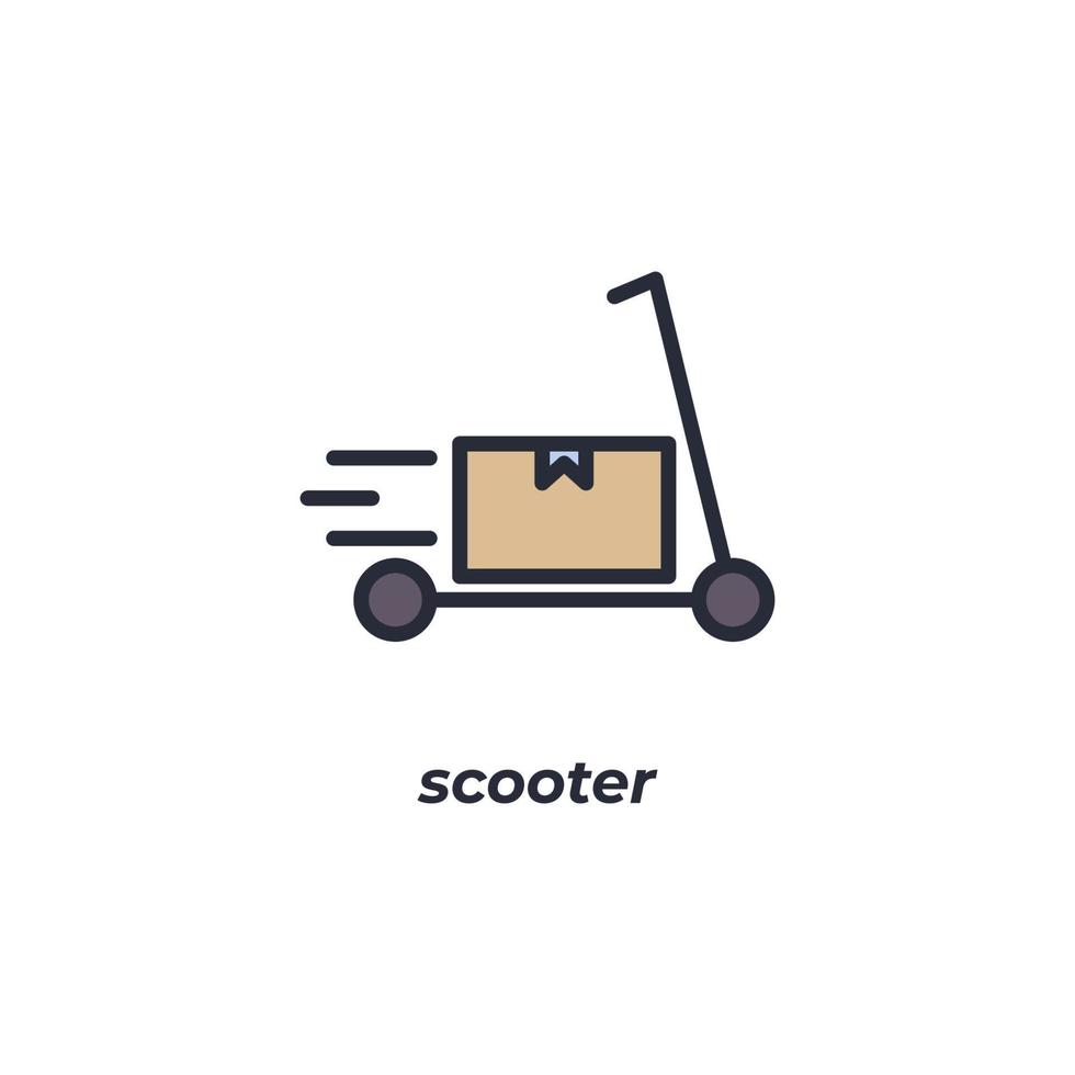 Vektorzeichen Scooter-Symbol ist auf einem weißen Hintergrund isoliert. Symbolfarbe editierbar. vektor