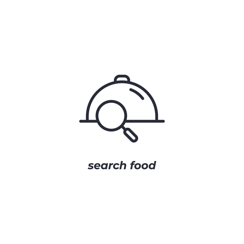 Vektor-Zeichen-Suche-Lebensmittel-Symbol ist auf einem weißen Hintergrund isoliert. Symbolfarbe editierbar. vektor