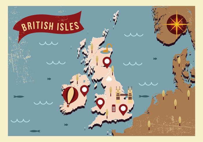 Brittiska öarna karta illustration vektor