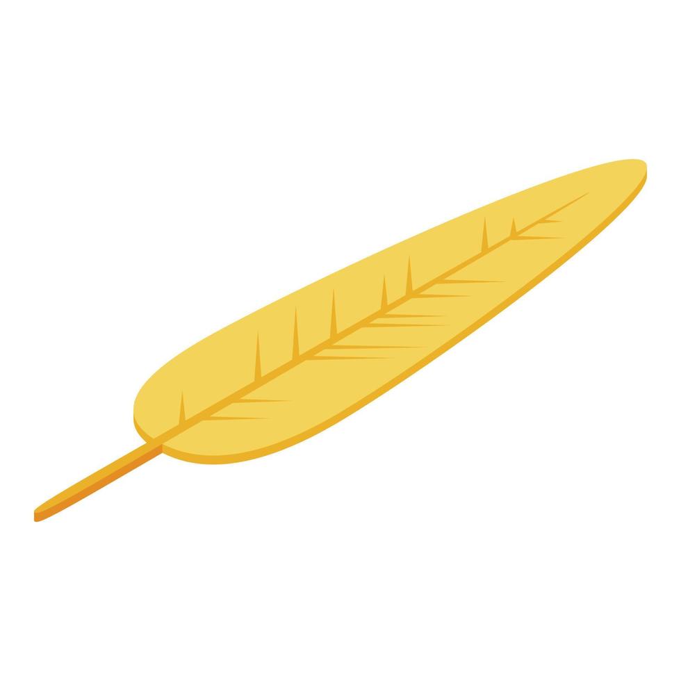 goldene Hahnfeder-Ikone, isometrischer Stil vektor