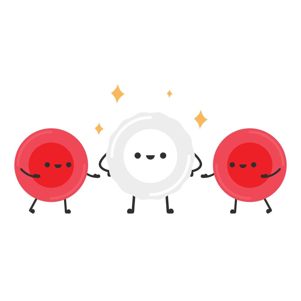 Charakterdesign für rote und weiße Blutkörperchen. vektor