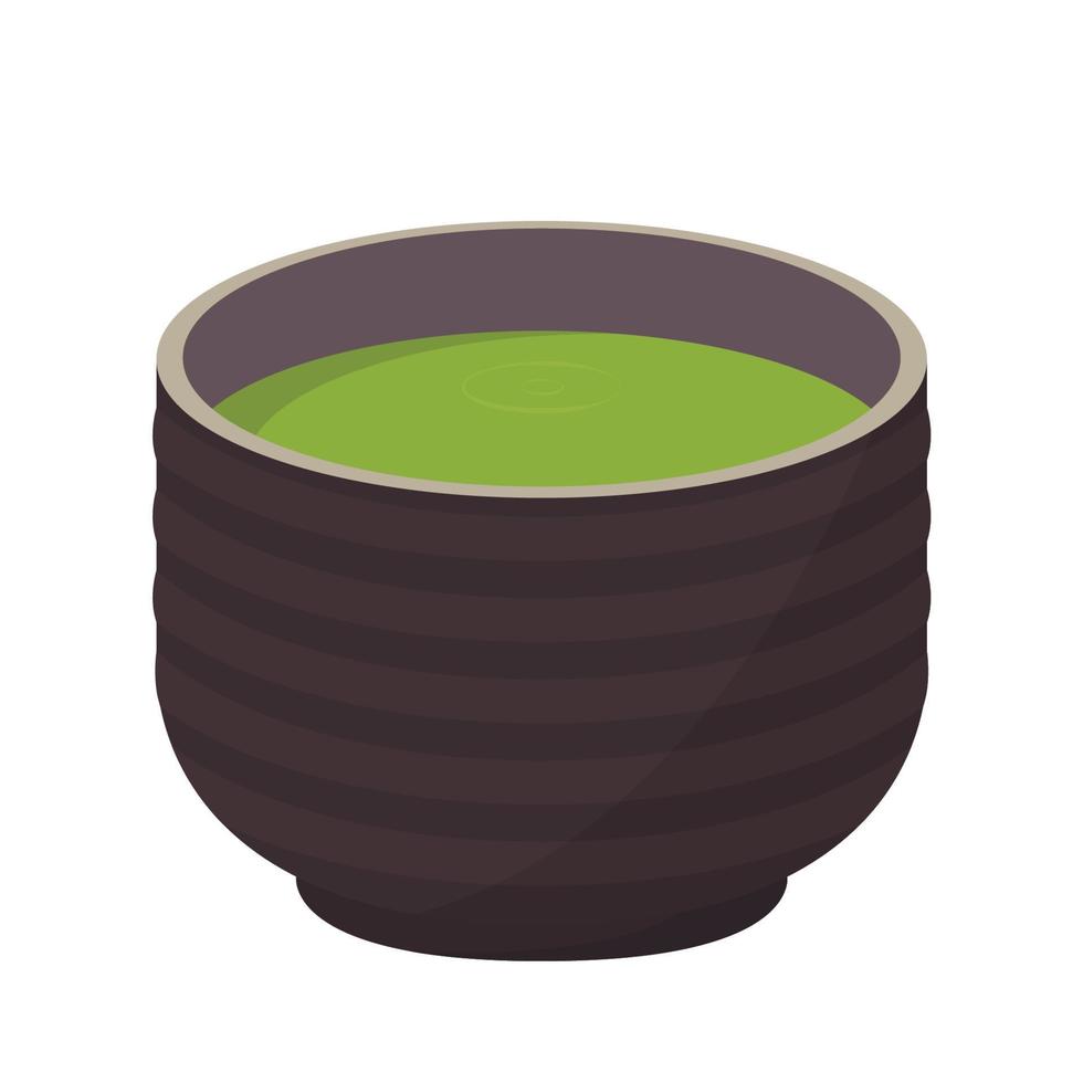 Matcha-Logo-Design. Matcha-Cup-Vektor. Grüner Tee-Vektor. Hintergrund. Freiraum für Text. Symbol. vektor