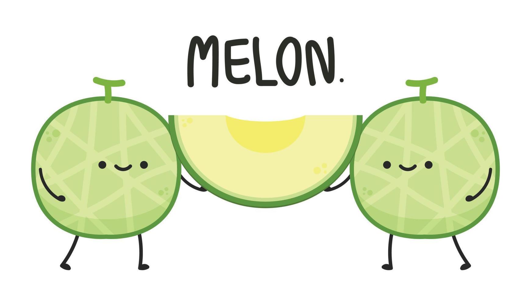 melon karaktär design. melon på vit bakgrund. melon tecknad serie. vektor