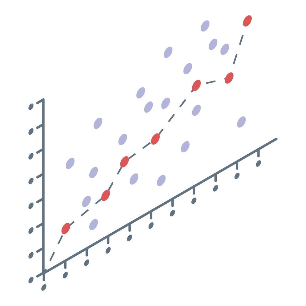 analys regression ikon, isometrisk stil vektor