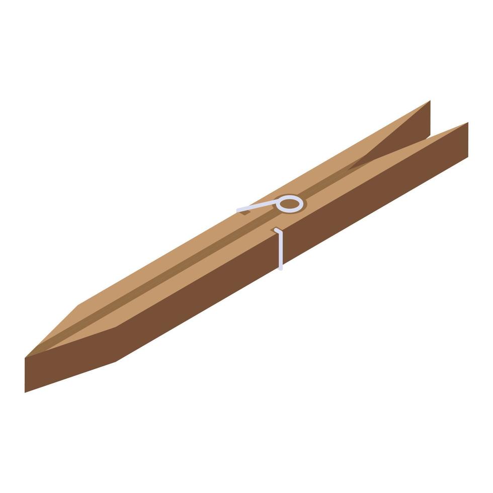 Holz-Kleiderklammer-Symbol, isometrischer Stil vektor