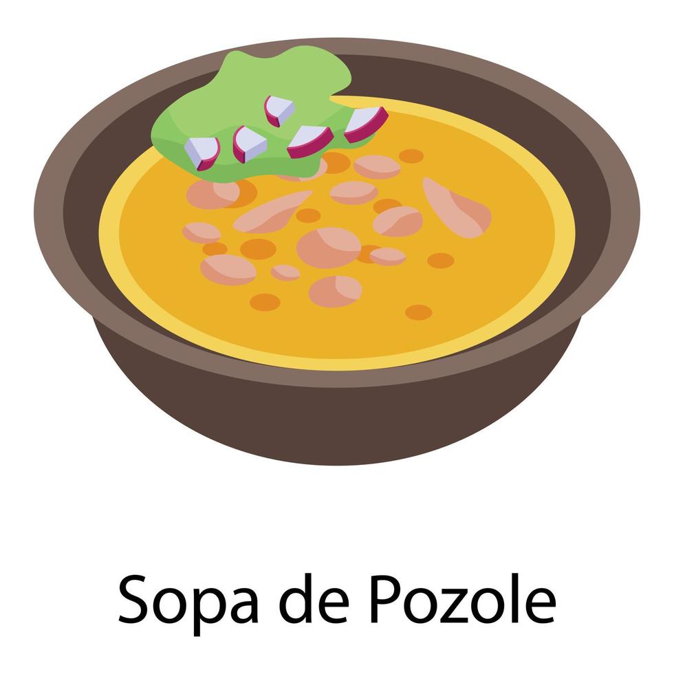 Sopa de Pozole-Symbol, isometrischer Stil vektor