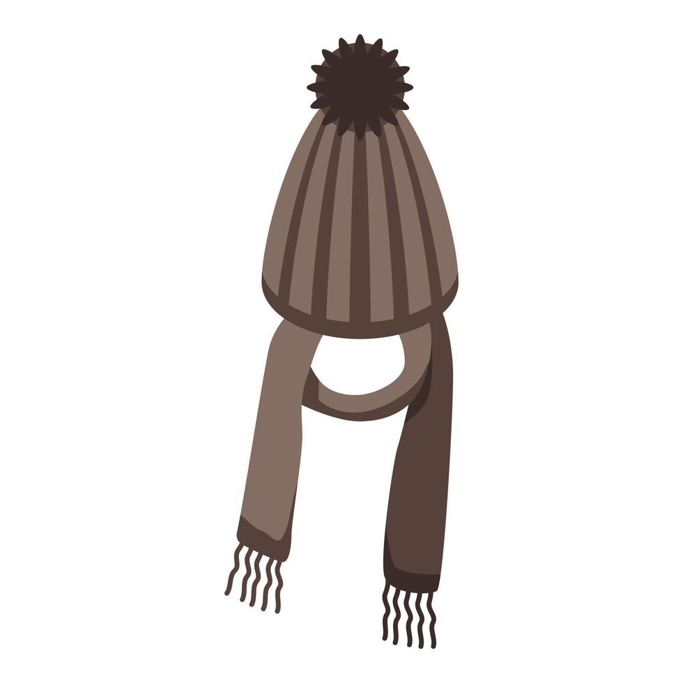 brun vinter- hatt ikon, isometrisk stil vektor