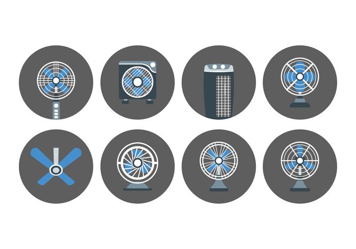 Ventilator- und Ventilator-Set-Icons vektor