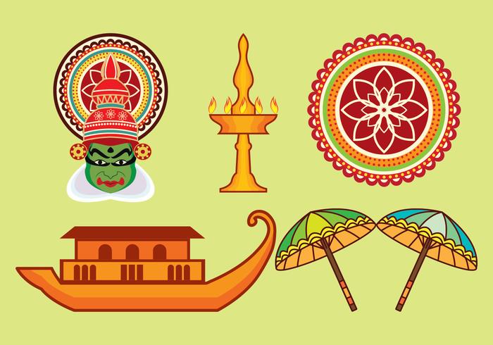 Kerala vektor ikoner uppsättning