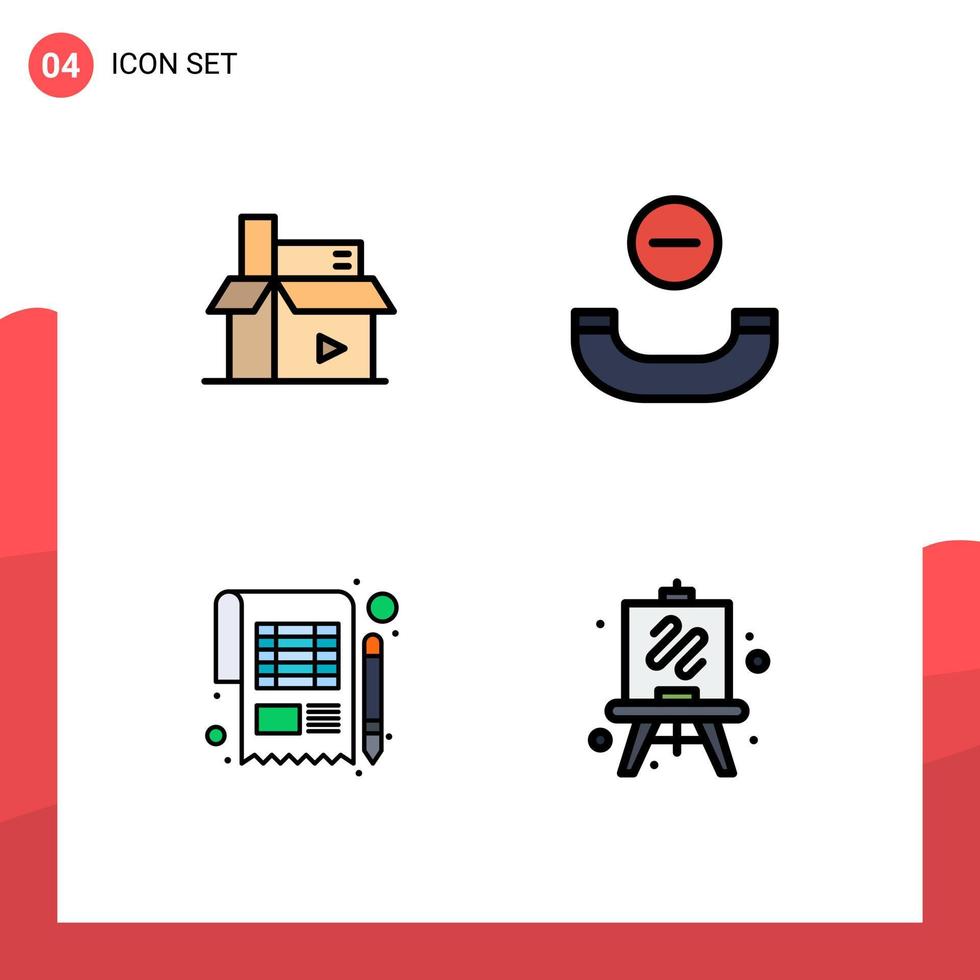 redigerbar vektor linje packa av 4 enkel fylld linje platt färger av innehåll balans media telefonlur ark redigerbar vektor design element