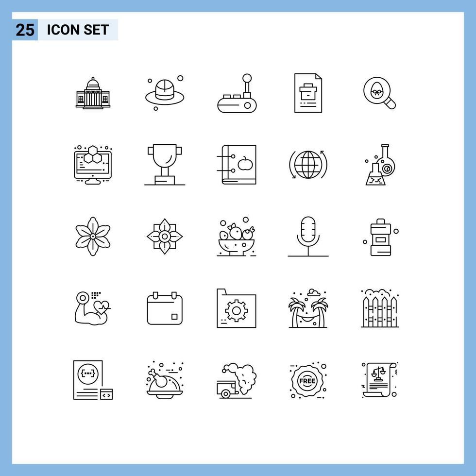 uppsättning av 25 modern ui ikoner symboler tecken för fil företags- dag företag glädje pinne redigerbar vektor design element