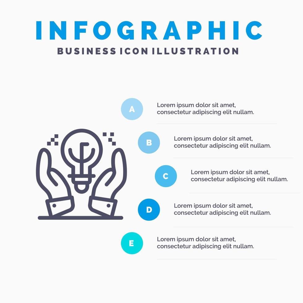 geschützte Ideen Geschäftsidee Handlinie Symbol mit 5 Schritten Präsentation Infografiken Hintergrund vektor