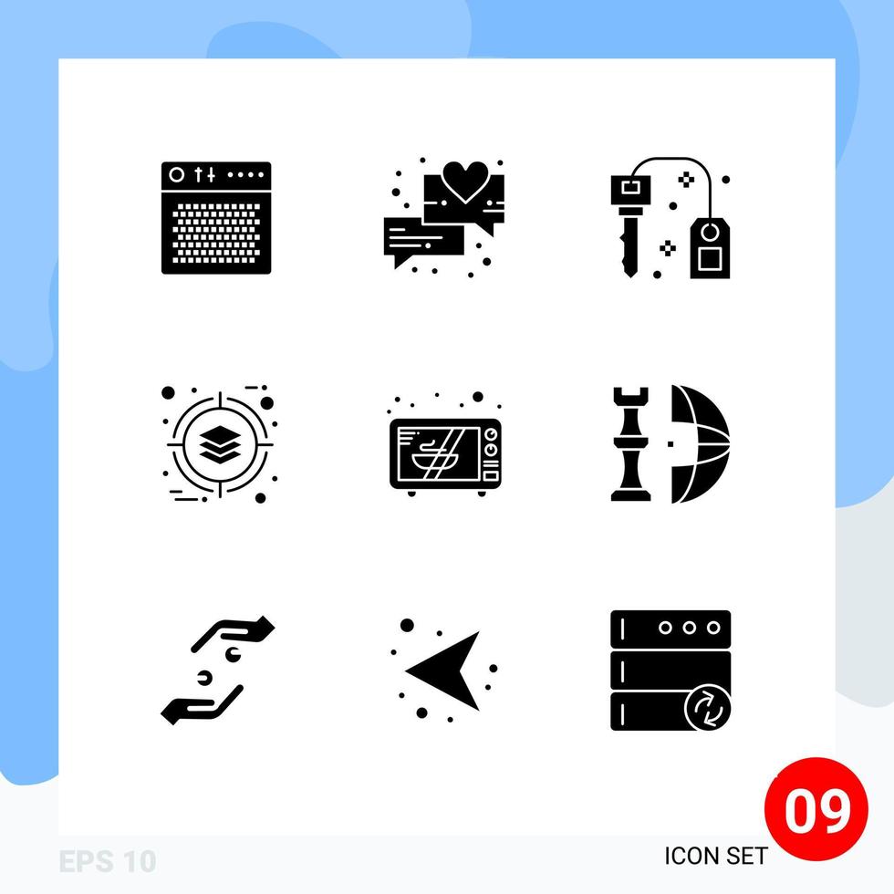 9 kreativ ikoner modern tecken och symboler av mikrovågsugn produkt hotell förvaltning företag redigerbar vektor design element
