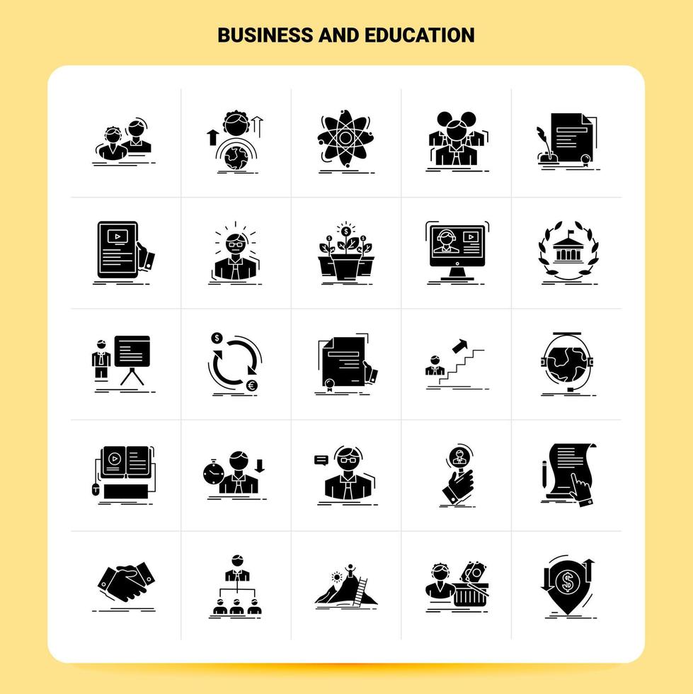 solide 25 Geschäft und Bildung Icon Set Vektor Glyphe Stil Design schwarze Icons Set Web und mobile Geschäftsideen Design Vektor Illustration
