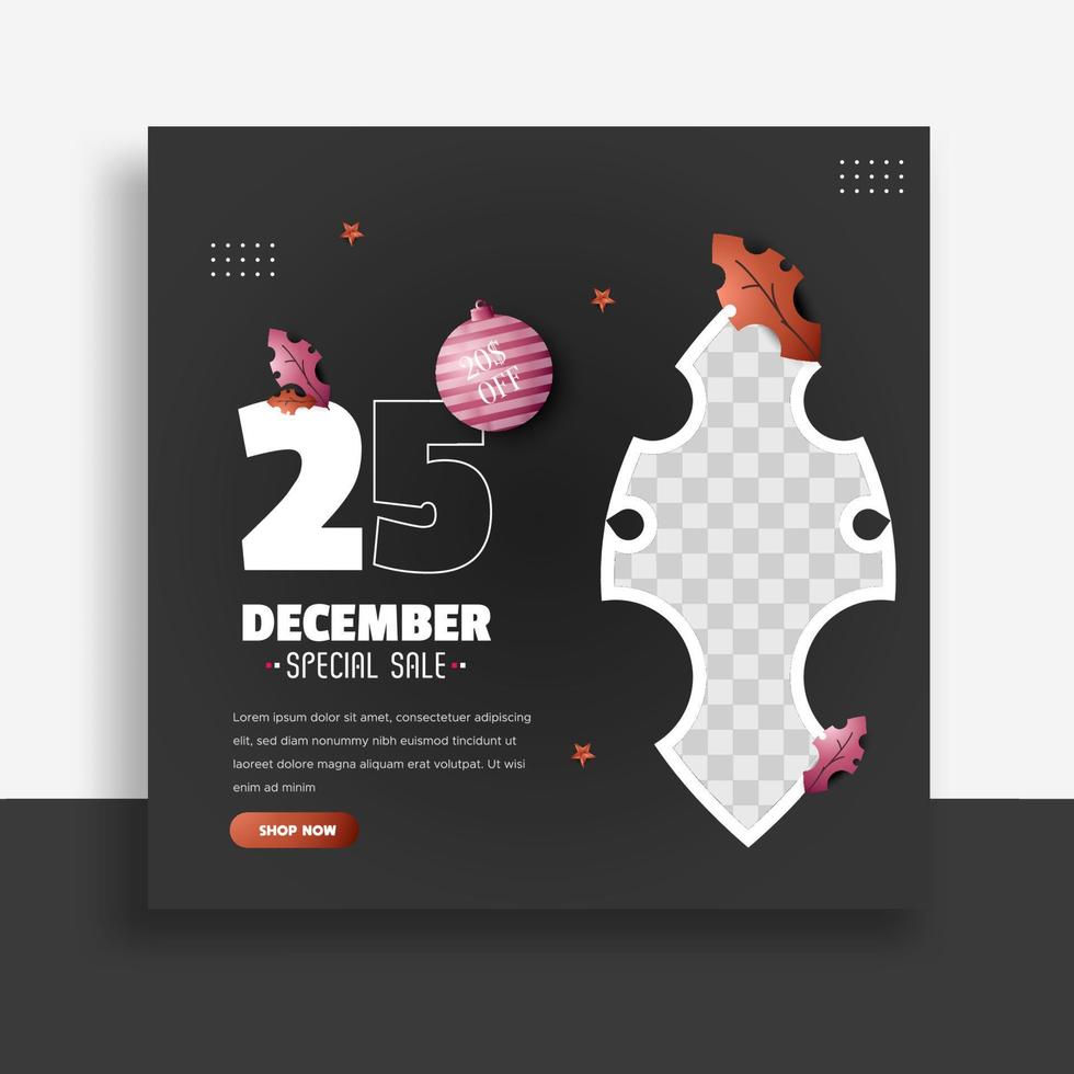 Weihnachts-Social-Media-Post-Vorlage Web-Banner für Werbeaktionen für Ihr Produkt. vektor