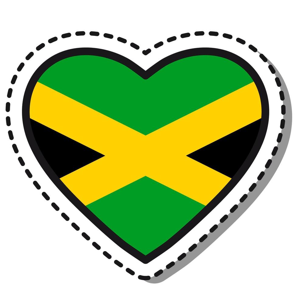 Flagge Jamaika Herz Aufkleber auf weißem Hintergrund. Vintage-Vektor-Liebesabzeichen. Vorlage-Design-Element. Nationalfeiertag. Reisezeichen. vektor