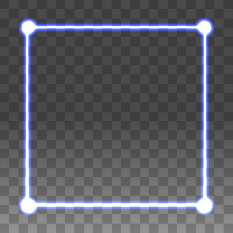 blauer Neonrahmen auf transparentem Hintergrund, abstrakte Vektorgrafik. vektor