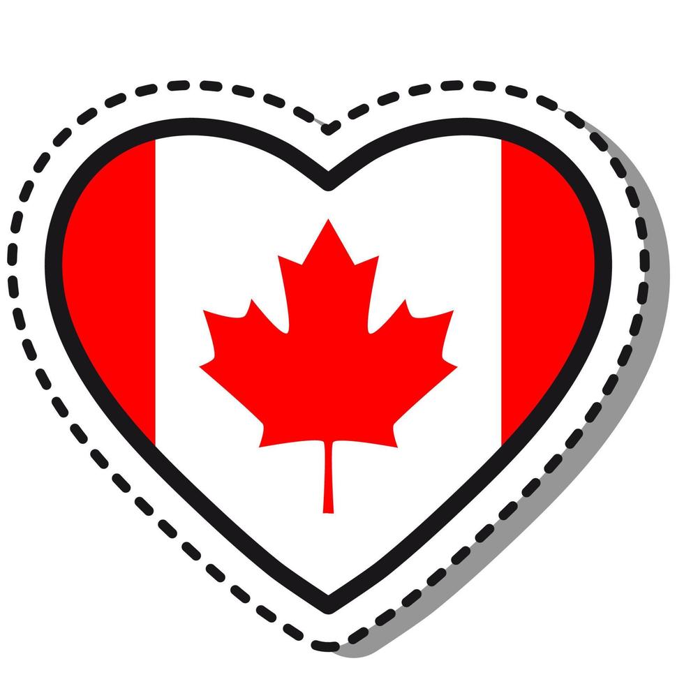 flagga kanada hjärta klistermärke på vit bakgrund. årgång vektor kärlek bricka. mall design element. nationell dag. resa tecken.