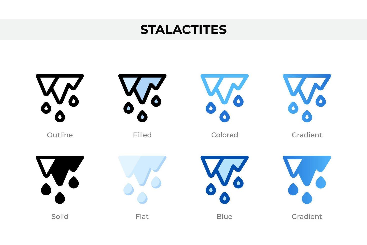 Stalaktiten-Symbole in verschiedenen Stilen. Stalaktiten-Symbole gesetzt. Urlaubssymbol. verschiedene stilikonen eingestellt. Vektor-Illustration vektor