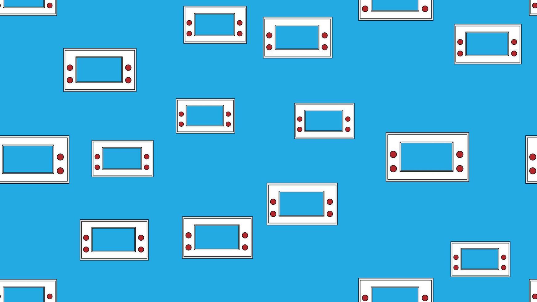 sömlös mönster ändlös med handhållen spel konsoler, elektronisk leksaker gammal retro årgång hipster från 70-talet, 80-tal, 90s isolerat på blå bakgrund. vektor illustration