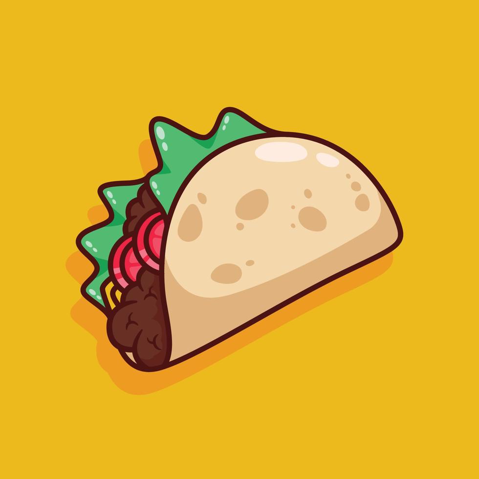söt taco illustration i platt design vektor
