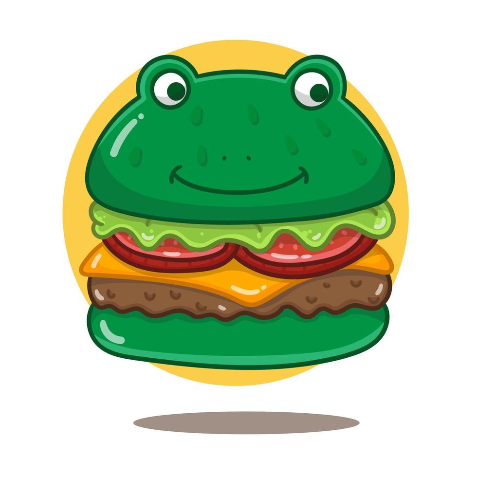 vektor, frosch, käse, burger, karikatur, illustration. flacher Cartoon-Stil vektor