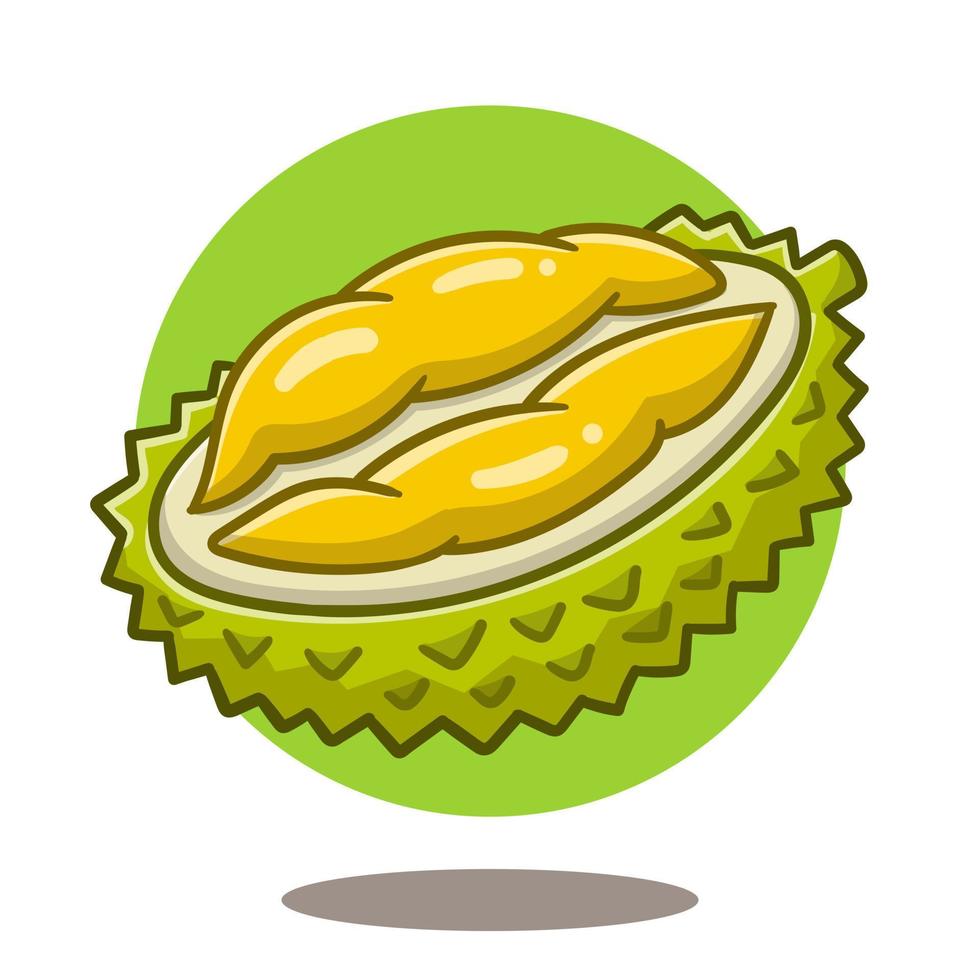 Kunstillustration von niedlichem Cartoon Durian, flache Cartoon-Stil-Ikone. vektor