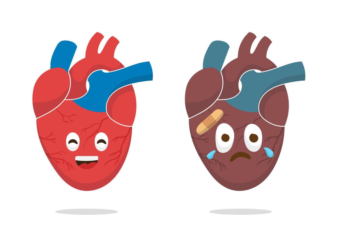 illustration des karikaturherzorgans gut für bildung, banner, gesundes symbol. vektor