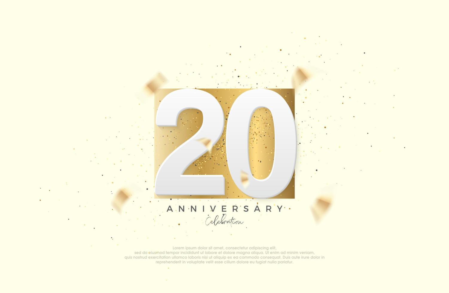 Feier zum 20-jährigen Jubiläum, mit Zahlen auf elegantem Goldpapier. vektor